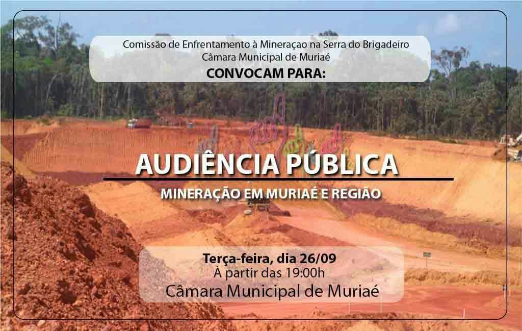 Câmara MG: Municipal de Muriaé realizará audiência pública para debater impactos da mineração