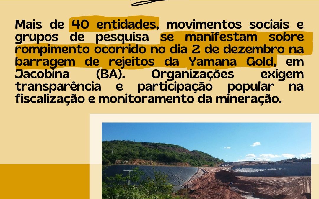 Nota da Articulação de Enfrentamento ao Modelo Mineral e em Defesa da Vida na Bahia